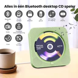 Discman - Walkman - Draagbare CD Speler met Bluetooth - Ingebouwde Speaker - Inclusief Afstandsbediening - Radio - Timer - Groen — thumbnail 3