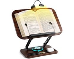 Boekenstandaard met licht - Leesverlichting opslag - Handsfree lezen - Verstelbare hoogte hoek - 34 x 236 x 86 cm