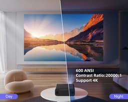 Wimius - Beamer - Projector Beamer - Projector 4k - 1080P - Automatische focus - met WiFi 6 en Bluetooth 5.2 - 600ANSI - Buiten- en thuisprojector - Zwart — thumbnail 5