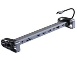 Elkuaie USB-C Dockingstation - Laptop - Draagbare Stand met Drievoudig Scherm - 1-stuks - Zwart