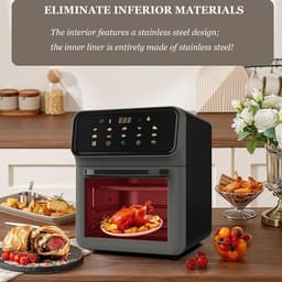 Zichtbare Heteluchtfriteuse - Grote Airfryer - Snel Bakken - Binnenverlichting - 15 Liter Capaciteit - Zwart — thumbnail 2