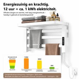 Slimme Elektrische Handdoekverwarmer van Koolstofvezel – Digitale Temperatuurregeling 30-70°C – 24-uurs Timer – Boorvrije Installatie – Aluminium Handdoekdroger voor Badkamer & Hotel — thumbnail 2