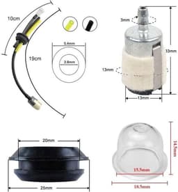 Universele brandstoffilterset, geschikt voor brandstofleidingen van grasmaaiers met kogelstarter, voor tuinieren en landbouw, 2 sets — thumbnail 2