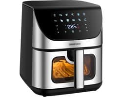 Heteluchtfriteuse - Airfryer Mini-oven - Gezond Koken - 12 Programma's - 8 Liter - Zilver Zwart