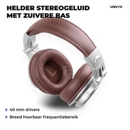 DJ koptelefoon draadloos - Vonyx HDX120WSN - Over ear koptelefoon - Headphones Bluetooth - Aluminium — thumbnail 4