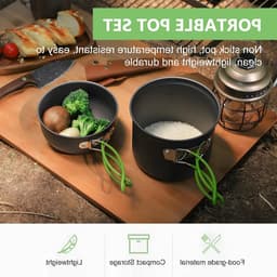 Complete Camping Servies Set, 10-delige Kookset van Aluminium, Draagbare Buitenkeuken, Opvouwbaar Bestek en Mini Campingfornuis voor Hiking, Vissen en Picknicks — thumbnail 4
