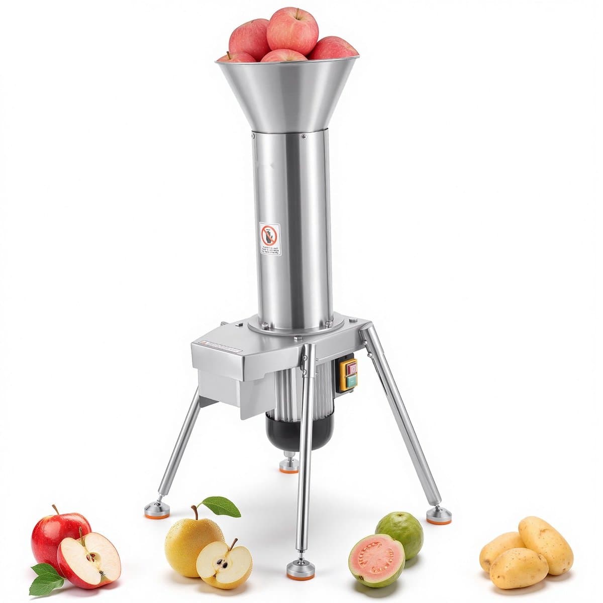 Elektrische fruitmolen - Fruitversnipperaar - Vermogen 1100 W - Roestvrij staal 304 - Hele Appels tot Ø 80 mm - Capaciteit 164 kg/u - Voor Appels, Peren, Wortelen, Aardappelen — afbeelding 1