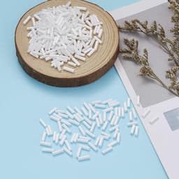 Set van 6 witte glazen buisvormige bugel zaadkralen van 18 mm voor het maken van sieraden en creatieve doe-het-zelf projecten — thumbnail 3
