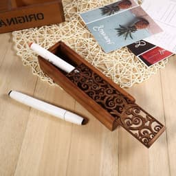 Houten Opbergdoos voor Potloden, Vintage Pennenhouder met Afneembare Case en Deksel, Ideaal voor Sieraden en Kantoorbenodigdheden — thumbnail 2