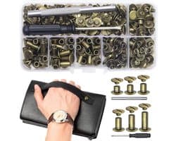 Binding Chicago Screws Set voor Boekbinding en DIY, M5 x 4/5/6/8/10/12mm, Inclusief Montagegereedschap en Rivets voor Leerdecoratie