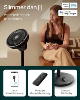 Slimme Ventilator - Stil Model - Comfortabele Koelte - 30 Snelheden - 54-92 cm - Zwart — thumbnail 3