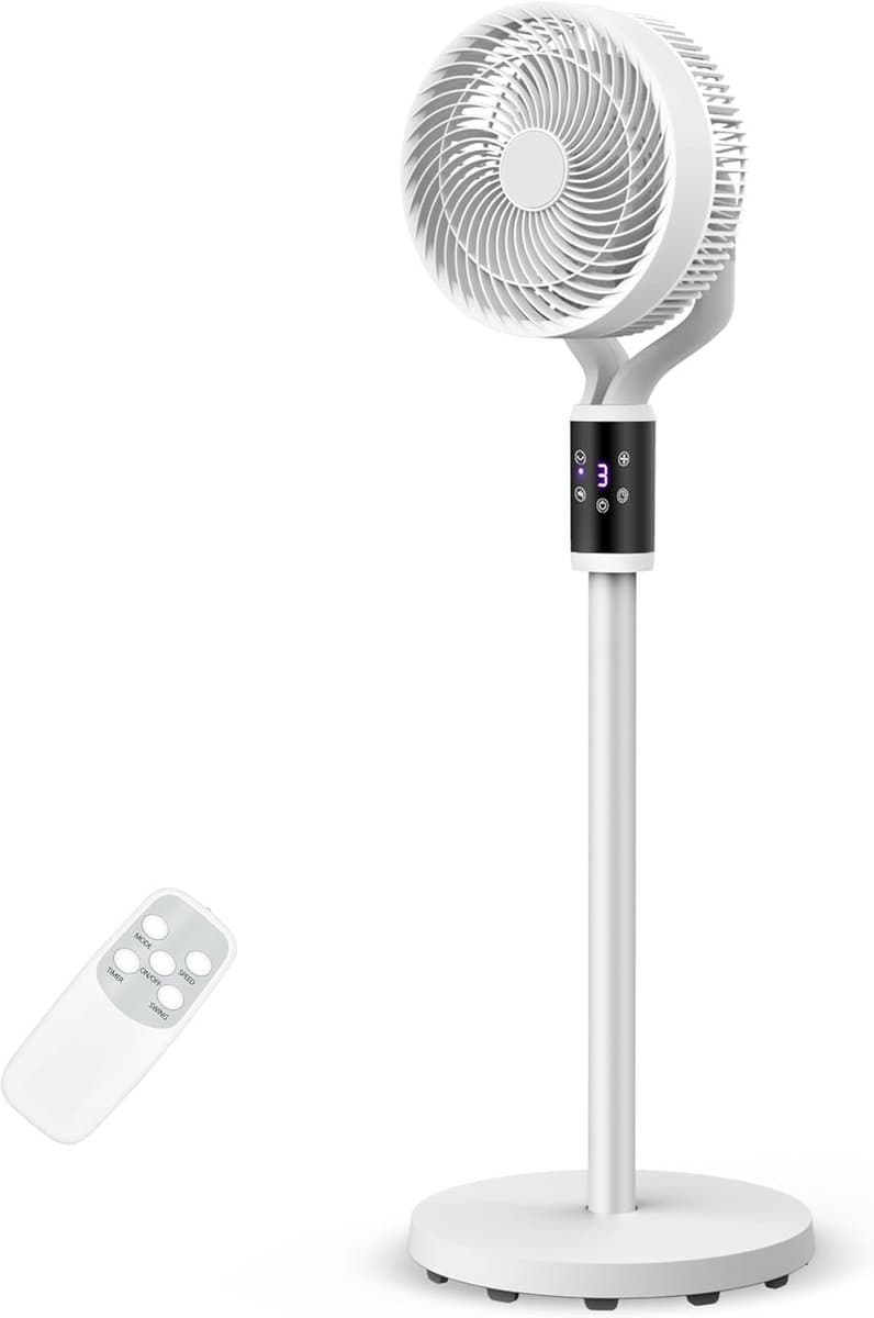 Staanventilator met Afstandsbediening - 6 Snelheden & Timer - Stille Vloerventilator voor Slaapkamer en Woonkamer — afbeelding 1