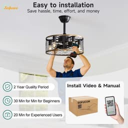 Equivera Plafonniere met Ventilator - Plafondventilator - Plafondventilator Afstandsbediening - Plafondventilator Slaapkamer - Plafond Ventilator met Verlichting - Plafondlamp - Plafonniere - Ideaal voor in uw slaapkamer! — thumbnail 3