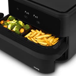 Airfryer Dubbel - Heteluchtfriteuse - Gezond Koken - Twee Aparte Lades - 10 Liter - Zwart — thumbnail 3