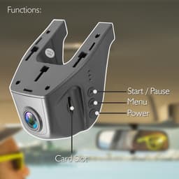 Dashcam auto met G-sensor, full HD autocamera met 170° groothoek, met SD-kaartondersteuning, bewegingsdetectie, dashcamera voor Android, USB, parkeerbewaking, voor of achter, zwart — thumbnail 3