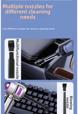 Draadloze stofzuiger met 6000mAh-accu - 16000Pa zuigkracht - 30 minuten accuduur - USB Type-C-aansluiting - Geschikt voor auto- en huisreiniging - Draagbaar - 70 dB — thumbnail 2