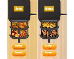 Heteluchtfriteuse – Airfryer – Friteuse – Luchtfriteuse – Digitale Oven – 11 Liter Capaciteit – Dubbele Mand met Cook & Sync Systeem
