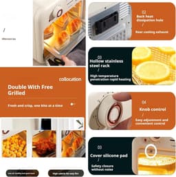 Multifunctionele Oven - Heteluchtoven Airfryer - Gezond Koken - Dubbele Laag Capaciteit - 18 Liter - Wit — thumbnail 5