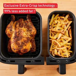 Heteluchtfriteuse Dubbel - Airfryer XL - Complete Maaltijden - Dubbele Lades Instelbaar - 83 Liter - Zwart — thumbnail 3