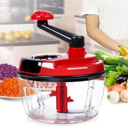 Handmatige Keukenrobot - Compacte Hulp - Snel Ingrediënten Snijden - Opvouwbare Handgreep - 18.5x18.5x2cm - Rood — thumbnail 4