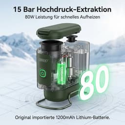 Draagbaar Koffieapparaat voor Onderweg | Inclusief Tas | Digitale Display | 60ml | 12 Volt | Espresso | Nespresso | Dolce Gusto | Capsule Koffie | Gemalen Koffie | Cups | Oplaadbaar | Draagbare Koffiemachine – Donkergroen — thumbnail 2