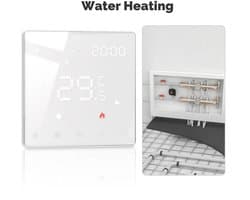 Emvae Slimme Thermostaat - Vloerverwarming - Waterverwarming - WiFi/ZigBee - Programmeerbaar - App Bediening - Wit