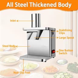 Elektrische Groentesnijder - Fruitsnijder Raspmachine - Commercieel Gebruik - Hoge Capaciteit 150kg/u - 6 Snijmessen - Zilver — thumbnail 3