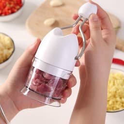Keukenmachine Mini Chopper - Uienmolen Keukengadget - Groenten Snijden - Handslinger Bediening - 18 cm Hoog - Wit — thumbnail 4