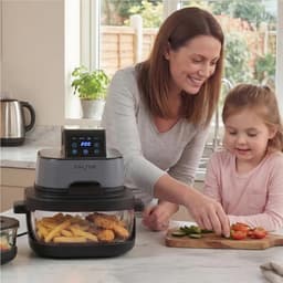 Draagbare Airfryer - Compacte Keukenpan - Meal Prep - Verwisselbare Schalen - 4 Liter - Grijs — thumbnail 3