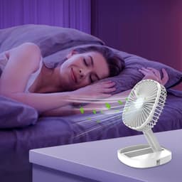Elektrische Ventilator - Tafelventilator - Persoonlijke Koeling - Opvouwbaar en USB Oplaadbaar - 18x8.1x18 cm - Wit — thumbnail 4