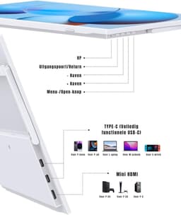 DnA® Professionele Portable Monitor - USB-C - 15.6 Inch - Draagbare Monitor - Portable Monitor Voor Laptop - Wit - 36cm x 21cm x 1cm — thumbnail 2