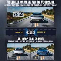 TIM® Dashcam voor Auto Voor en Achter - Dashcam - Zwart - 3cm x 5cm x 10cm — thumbnail 5