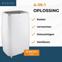 Evolar Mobiele Smart Airco - 18000 BTU - Koelen & Verwarmen - WiFi - App & Afstandsbediening - Airconditioner - met Afvoerslang - Slaapkamer, Woonkamer, Kantoor - EVO-18000CHW — thumbnail 5