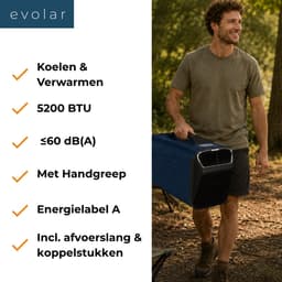 Evolar Mobiele Airco - Caravan / Camping / Tent - Koelen & Verwarmen - 5200 BTU - Mini Airco - EVO-CA05CHBL — thumbnail 8