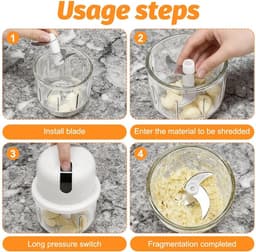 Keukenmachine - Mini hakker - Ingrediënten bereiden - Compact ontwerp - 1.5 liter - Zilver — thumbnail 5