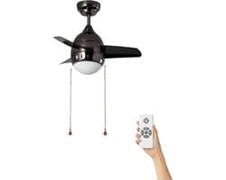 Fantiluxe - Isak - Plafondventilator met verlichting - Zwart - Ø66cm - Afstandsbediening - Met lamp - Plafond ventilator - Slaapkamer — afbeelding 1