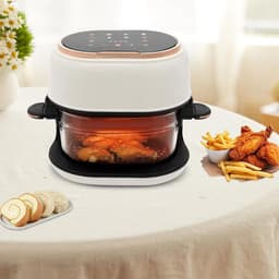 Hete Lucht Frituurpan - Airfryer Oven - Gezond Bakken - Glazen Mand - 4 Liter - Wit — thumbnail 5