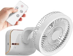 Circulating Fan - Remote Control Wall Fan | Rocks Left & Right, 5 Wind Speeds, 2 Speed Lights for Bedside Table, Shelf, Living Room — thumbnail 1