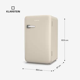 Klarstein Mini-Koelkast Audrey Evo 95L retro Mini koelkast - stil 40 dB, compact koelkast klein met verstelbare , omkeerbare deur, mechanisch Thermostaat, Creme, ideaal voor slaapkamer en kantoren - voor Hotelkamer voor Slaapkamer — thumbnail 3