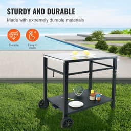Barbecuetrolley voor Buiten, Barbecuetrolley met Twee Planken, Mobiele Voedselmaker, Patiotrolley — thumbnail 4