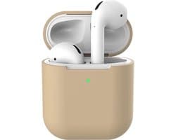 Beige/bruin Hoesje geschikt voor Airpods 1 & 2 - Siliconen - Airpodshoesje - Lichtbruin Beige - Beschermhoes voor AirPods - CHPN
