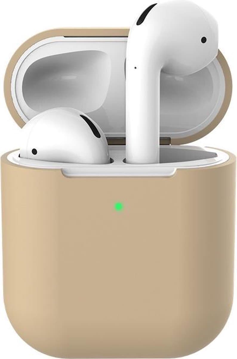 Beige/bruin Hoesje geschikt voor Airpods 1 & 2 - Siliconen - Airpodshoesje - Lichtbruin Beige - Beschermhoes voor AirPods - CHPN — afbeelding 1