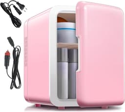 Minibar - Mini Koelkast Glazen Deur - Drankenkoelkast - Flessenkoelkast - 6L - Roze — thumbnail 1
