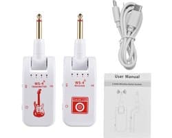 2.4G Draadloos Gitaarsysteem Oplaadbaar – Transmitter & Receiver Set – Real-time Signaaloverdracht – Wit