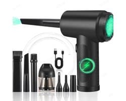 Stofblazer PC - Hoog vermogen Luchtblazer - Blazen & Zuigen - Voor Laptop & Desktop Reinigen - Draagbaar Stofverwijdering - IT-Gebruikers - Zwart - Compact - 1 stuk