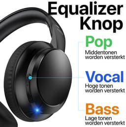 Opvouwbare Koptelefoon Draadloos - Equalizer & Bluetooth 5.4 - Inklapbaar - Over-Ear Headset met Microfoon - 10 Uur Speeltijd - Zwart — thumbnail 3