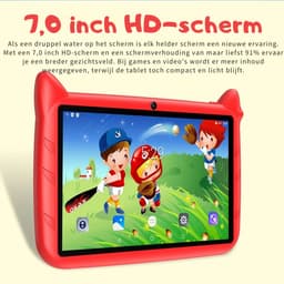 BDF Kindertablet 7 Inch , Dubbele Camera, Android en 64GB Opslag voor Kinderen Rode kleur — thumbnail 1