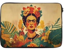 Laptophoes 13 inch - Vrouwelijk - Bloemen - Sieraden - Laptop sleeve - Binnenmaat 32x22,5 cm - Zwarte achterkant