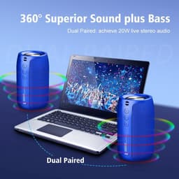 Bluetooth speaker donkerblauwt-Supersubwoofer-Bluetooth 5.0-stereo-surroundgeluid-IPX5 waterdicht-Ondersteuning TWS, TF-donkerblauwt — thumbnail 4