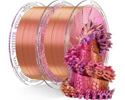 Zijde PLA Tricolor Filament - Rood, Goud, Paars - 1.75mm - 2x1KG 3D Printer Filament